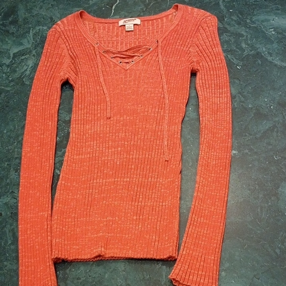 American Eagle Outfitters Orange Ribbed Blouse